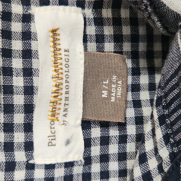 ANTHROPOLOGIE Pilcro The Bo Boyfriend Flannel Gingham Navy Blue Shirt | Size M/L - Picture 4 of 11